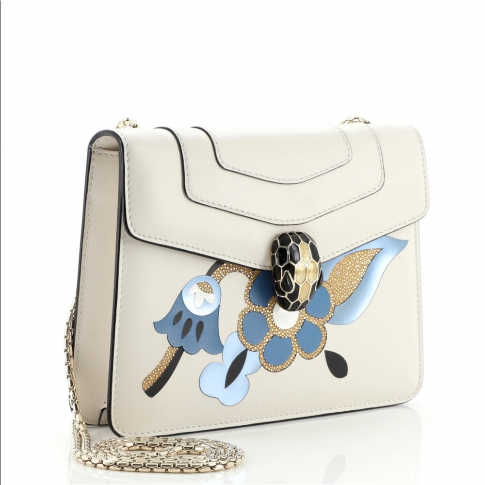 Bvlgari Serpenti Forever Ivory / Blue Flowers Bag View 3